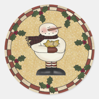 Round Stickers - Star Snowman