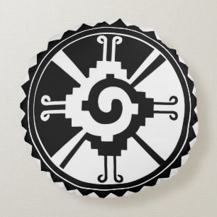 Round Throw Pillow Mayan Hunab Ku Rundes Kissen