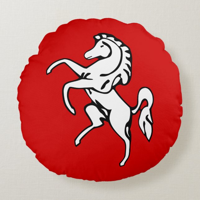 Round Throw Pillow with flag of Kent County Rundes Kissen (Vorderseite)