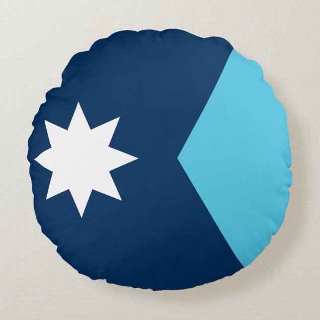 Round Throw Pillow with flag of Minnesota Rundes Kissen (Vorderseite)