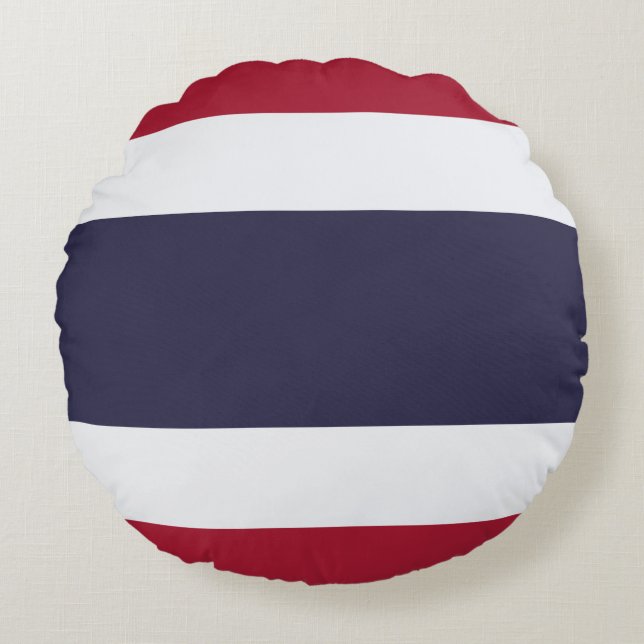 Round Throw Pillow with flag of Thailand Rundes Kissen (Vorderseite)