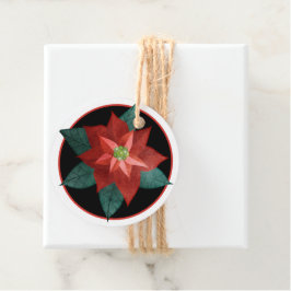 Round Traditional Red Poinsettia Weihnachtsgeschen Geschenkanhänger