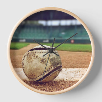 Round wall clock, Baseball Field. Uhr