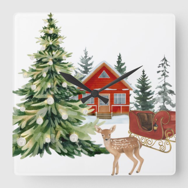 Round Wall Clock Quadratische Wanduhr (Vorderseite)