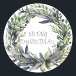 Round Wath Christmas Card Runder Aufkleber<br><div class="desc">Begrüßen Sie die Festsaison mit einer einzigartigen Drehung auf Tradition mit unseren Round Christmas Aufklebern mit einem wunderschön illustrierten Kranz. Das Kranzdesign umrahmt den Rand und symbolisiert die Wärme und Kontinuität des Urlaubsstils. Die reich an Details und Farben, die das Wesen des Weihnachtsjubelns und die Fülle der Wintergärten einfangen. Personalisieren...</div>