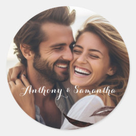 Round Wedding Couple Sticker