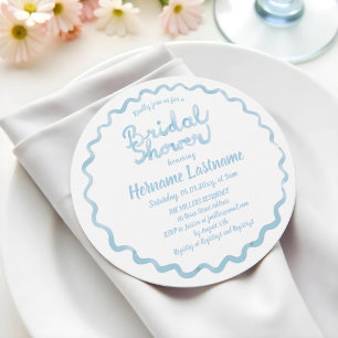 Round Whimsical Blue Frame 2 Brautparty laden Feiertagskarte