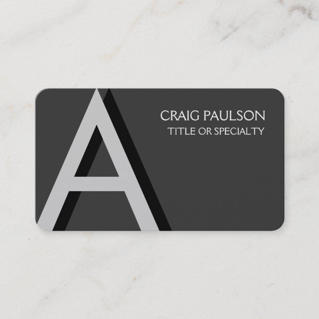 RoundCorner Gray Monogram Business Card Visitenkarte (Vorderseite)