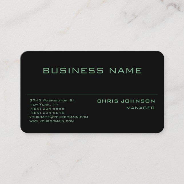 Roundecenter Green Rich Black Business Card Visitenkarte (Vorderseite)