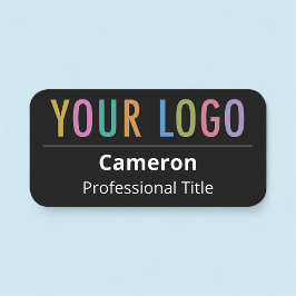 Rounded Black Name Tag mit Logo-Button oder Magnet Namensschild