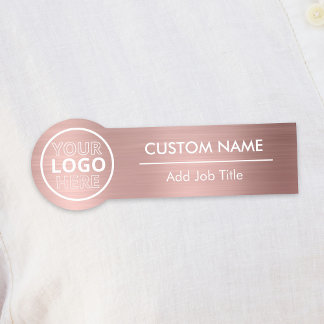Rounded Brushed Metallic Rose Gold Mitarbeiter Namensschild