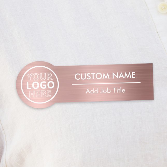 Rounded Brushed Metallic Rose Gold Mitarbeiter Namensschild (Rounded Brushed Metallic Rose Gold Employee Name Tag
)