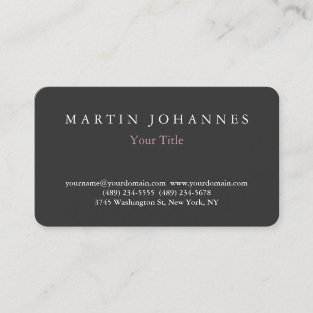 Rounded Corner Elegante Gray Business Card Visitenkarte (Vorderseite)