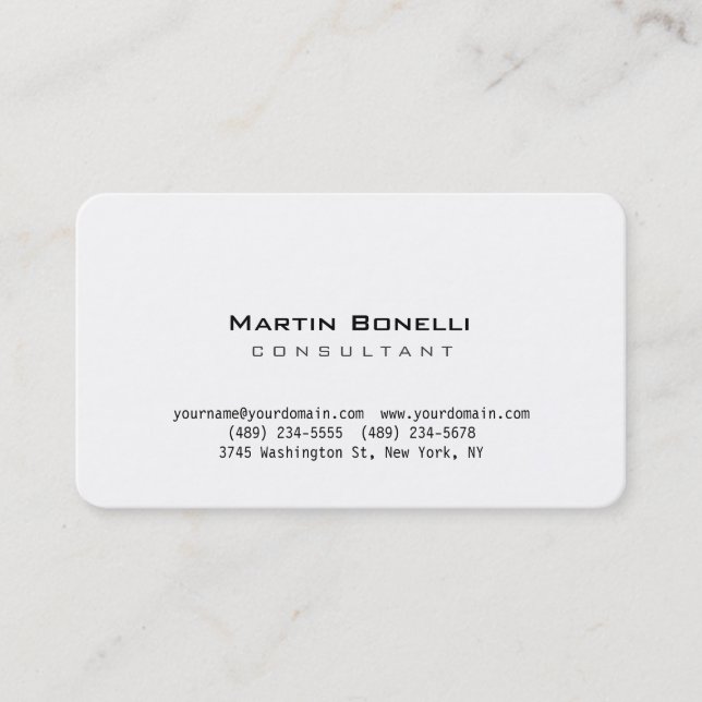 Rounded Corner White Stylish Trendy Business Card Visitenkarte (Vorderseite)