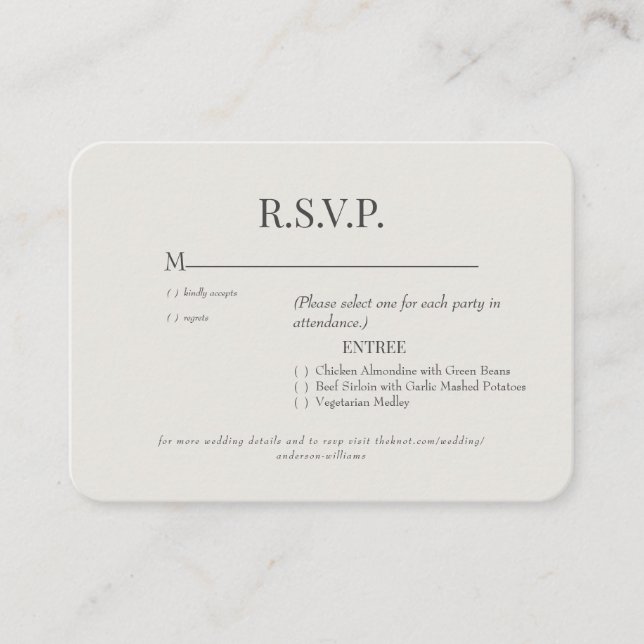 Rounded Cream Dinner Optionen Hochzeit Begleitkarte (Vorderseite)