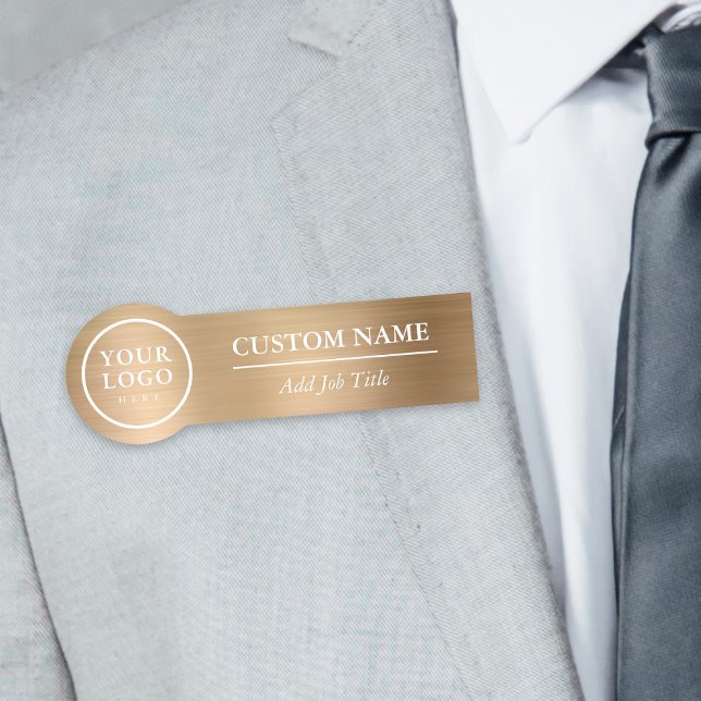 Rounded Elegant Metallic Gold Clothes Mitarbeiter Namensschild (Rounded Elegant Metallic Gold Clothes Employee Name Tag
)