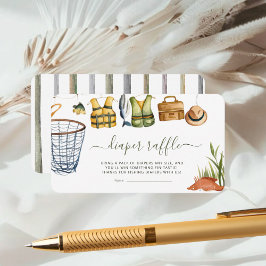 Rounded Fishing Baby Shower Diaper Raffle  Begleitkarte