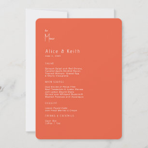 Rounded Mandarine Modernes Hochzeitsmenü Einladung