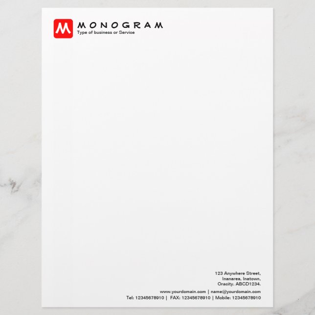 Rounded Square Monogram - Red Briefbogen (Vorderseite)