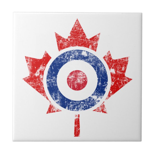 Roundel Canada Curling Hockey Target Grunge Ice Fliese (Vorderseite)