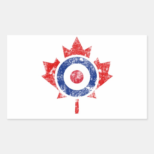 Roundel Canada Curling Hockey Target Grunge Ice Rechteckiger Aufkleber (Vorderseite)