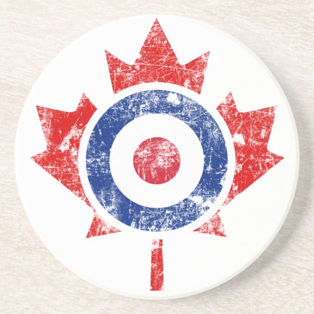 Roundel Canada Curling Hockey Target Grunge Ice Sandstein Untersetzer (Vorne)