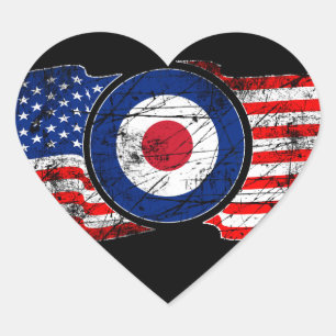 Roundel Mods USA Ziel Scooter Herz-Aufkleber