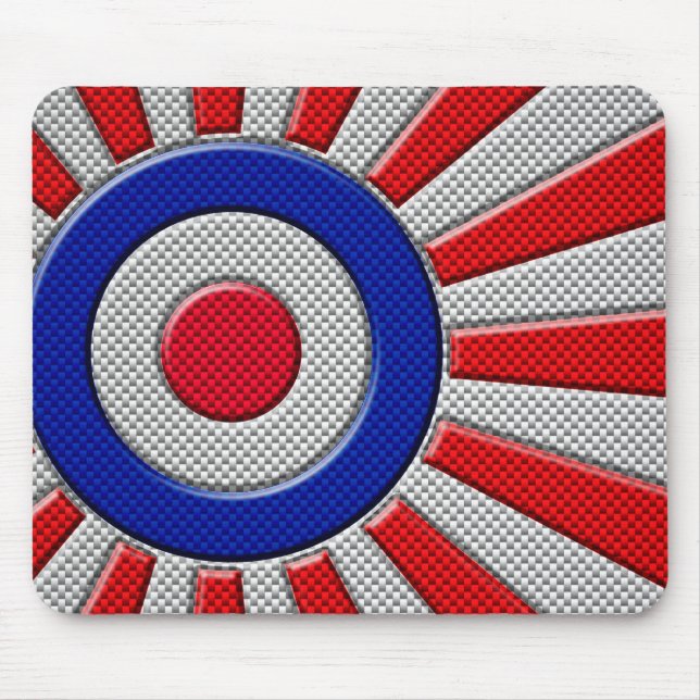 Roundel Sunburst Design Carbon Fibre Style Dekorat Mousepad (Vorne)