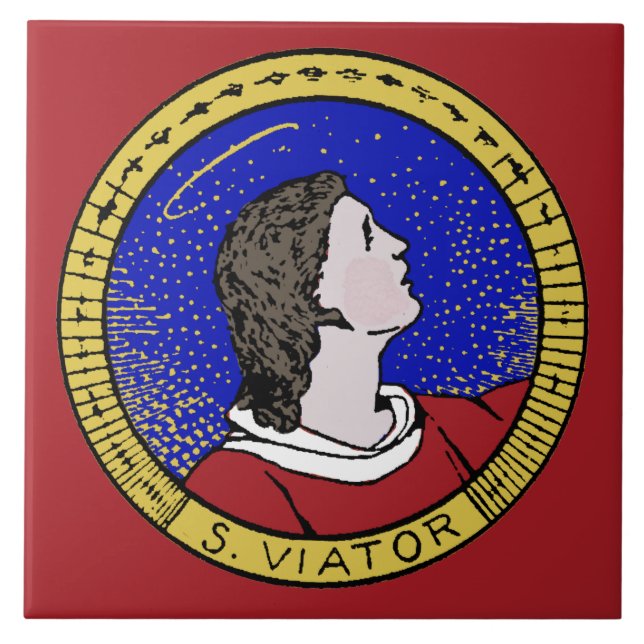Roundel von St Viator von Lyon, Katechist (LD 01) Fliese (Vorderseite)