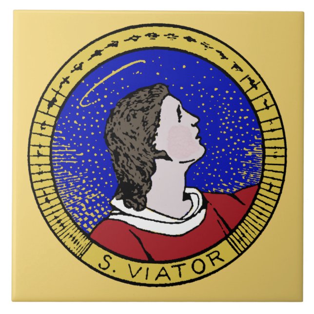 Roundel von St Viator von Lyon, Katechist (LD 01) Fliese (Vorderseite)