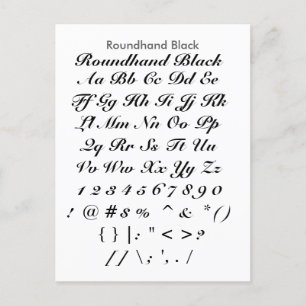 Roundhand Black - Zazzle Font Sampler Sheet Postkarte