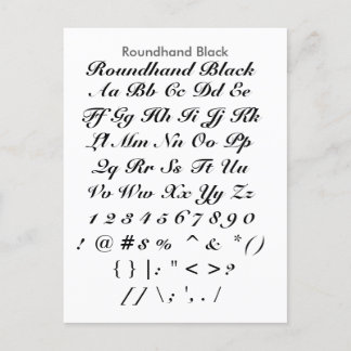 Roundhand Schwarzes - Zazzle Postkarte