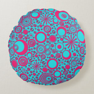 Rounds-Pink-Aqua Rundwurfkissen Rundes Kissen