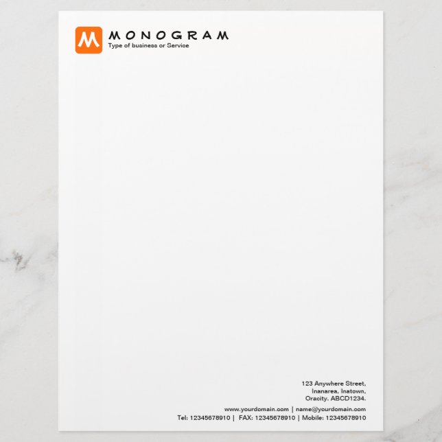 RoundSquare Monogram - Orange Briefkopf (Vorderseite)