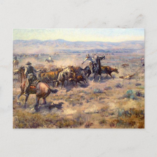 Roundup 1913 - Charles Marion Russell Postkarte (Vorderseite)