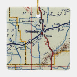 Roundup Montana Vintage Karte Keramikornament