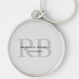 Roundweiß-graue Monogram-Manager Schlüsselanhänger