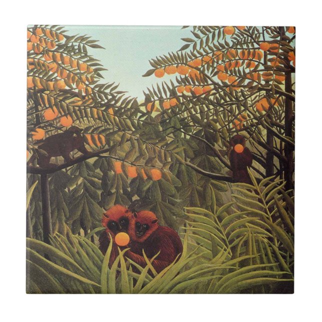 Rousseau - Affen im Orangenhain Fliese (Vorderseite)