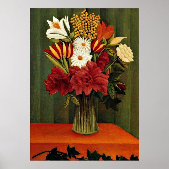Rousseau - Bouquet von Blume mit einer Zweigstelle Poster (Vorne)
