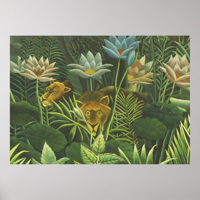 Rousseau Jungle Tropical Lion Art Printwerbung Poster (Vorne)