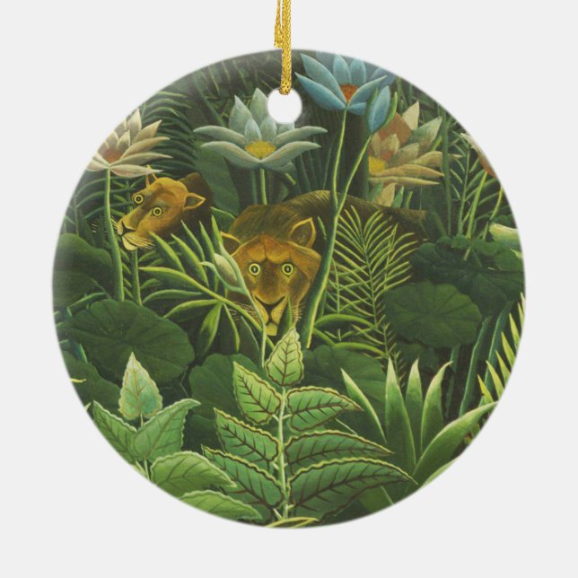 Rousseau Jungle Tropical Lion Kunstdruckerei Keramik Ornament (Hinten)