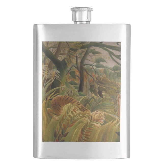 Rousseau Jungle Tropical Tiger Art Flachmann (Vorderseite)