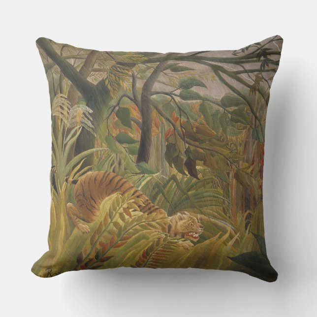 Rousseau Jungle Tropical Tiger Art Kissen Für Draußen (Vorderseite)
