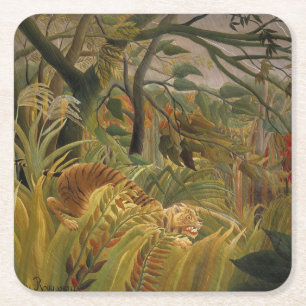 Rousseau Jungle Tropical Tiger Art Rechteckiger Pappuntersetzer