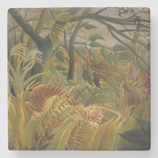 Rousseau Jungle Tropical Tiger Art Steinuntersetzer (Vorderseite)