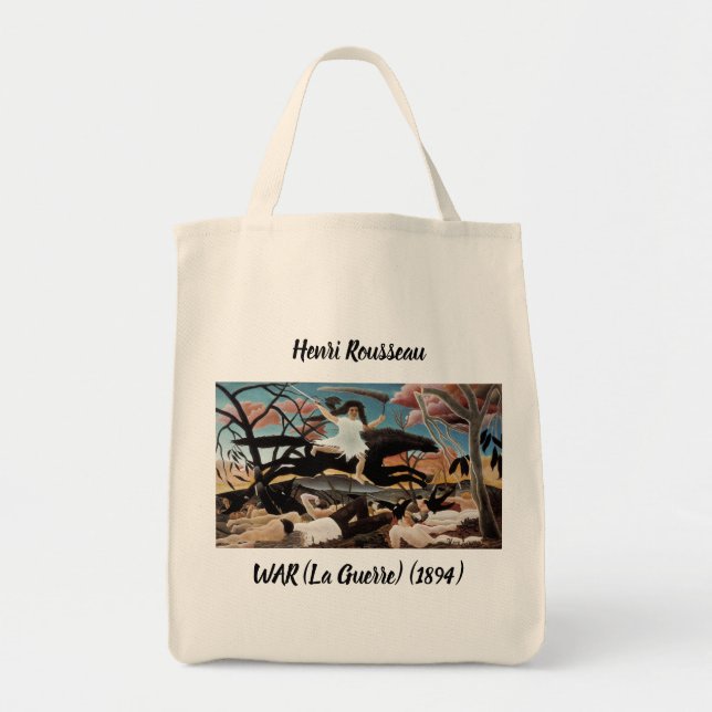 Rousseau Krieg und Selbstportrait Große Tote Tasch Tragetasche (Vorne)