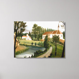 Rousseau - Landschaft mit Kapelle, schöne Kunst Leinwanddruck