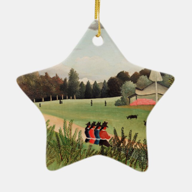 Rousseau - Landschaft und vier junge Mädchen Keramik Ornament (Hinten)