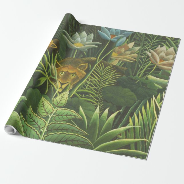 Rousseau Tropischer Jungle Löwenmalerei Geschenkpapier (Ungerollt)
