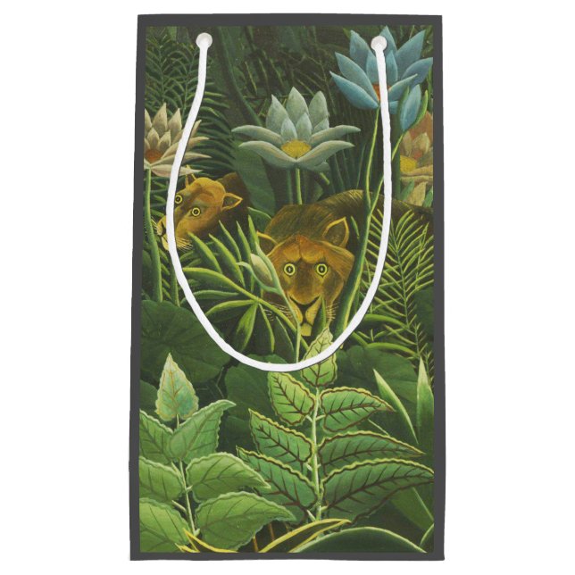 Rousseau Tropischer Jungle Löwenmalerei Kleine Geschenktüte (Vorderseite)